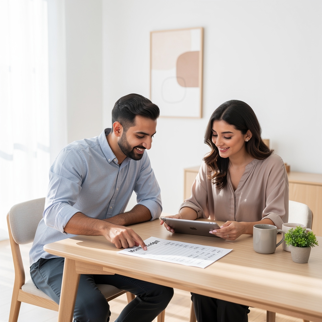 عائلة تناقش ميزانية المنزل معاً